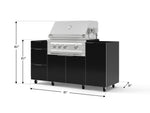 NewAge Outdoor Kitchens Outdoor Grill Island Aluminum 5-Piece Cabinet Set with Casters 1 Door, 3 Drawer, Grill Cabinet and Platinum Grill - (Liquid Propane) 