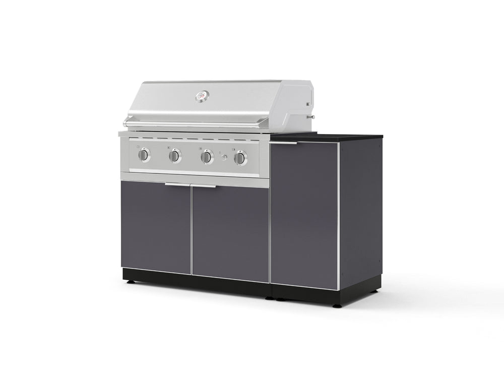 NewAge Outdoor Kitchens Outdoor Grill Island Aluminum 4-Piece Cabinet Set with 1 Door, Grill Cabinet, Performance Grill and Countertop - (Liquid Propane) | Garage Giant