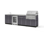 NewAge Outdoor Kitchens Aluminum 6-Piece Cabinet Set with Sink, Bar, Grill Cabinet, Platinum Grill, Countertop and Fridge-66331-Garage Giant 