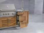 NewAge Outdoor Kitchens Outdoor Grill Island Stainless-Steel Louvered Doors 6-Piece Cabinet Set with Casters 3 Drawers, Grill Cabinet, Platinum Grill, Countertops-74942-Garage Giant 