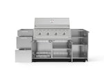 NewAge Outdoor Kitchens Outdoor Grill Island Stainless-Steel 5-Piece Cabinet Set with 1 Door, 3 Drawer, Grill Cabinet and Performance Grill - (Natural Gas) 
