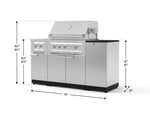NewAge Outdoor Kitchens Outdoor Grill Island Stainless-Steel 6-Piece Cabinet Set with 1-Door, Grill Cabinet, Platinum Grill, Dual Side Burner and Dekton in Sirius Countertop - (Liquid Propane) 