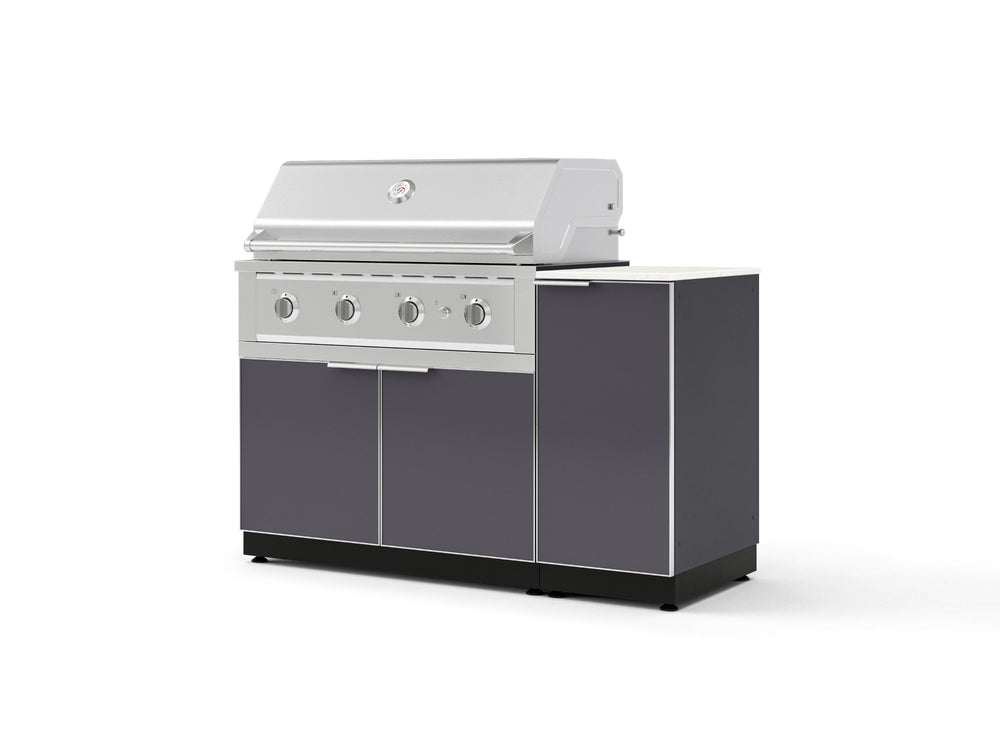 NewAge Outdoor Kitchens Outdoor Grill Island Aluminum 4-Piece Cabinet Set with 1 Door, Grill Cabinet, Performance Grill and Countertop - (Liquid Propane) | Garage Giant