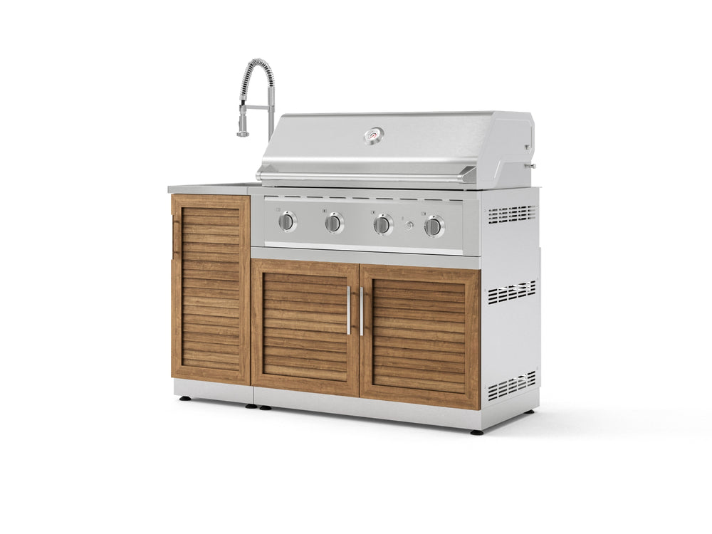 NewAge Outdoor Kitchens Outdoor Grill Island Stainless-Steel Louvered Doors 3-Piece Cabinet Set with Sink, Grill Cabinet and Performance Grill-75356-Garage Giant