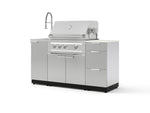 NewAge Outdoor Kitchens Outdoor Grill Island Stainless-Steel 5-Piece Cabinet Set with Sink, 3 Drawer, Grill Cabinet, Platinum Grill and Stainless Steel Countertop - (Liquid Propane) | Garage Giant 