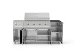 NewAge Outdoor Kitchens Outdoor Grill Island Stainless-Steel 6-Piece Cabinet Set with Casters and 1-Door, Grill Cabinet, Performance Grill, Side Burner and Dekton in Sirius Countertop - (Liquid Propane) 