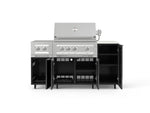 NewAge Outdoor Kitchens Outdoor Grill Island Aluminum 6-Piece Cabinet Set with Casters and 1-Door, Grill Cabinet, Platinum Grill, Dual Side Burner and Dekton in Aeris Countertop - (Liquid Propane) 