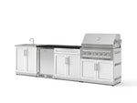 NewAge Outdoor Kitchens Stainless Steel 6-Piece Cabinet Set with Sink, Bar, Grill Cabinet, Platinum Grill, Countertop and Stainless Steel Door Fridge-73765-Garage Giant 