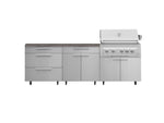 NewAge Outdoor Kitchens Stainless Steel 5-Piece Cabinet Set with Casters and 3 Drawer, Bar, Grill Cabinet, Platinum Grill, Countertop-72622-Garage Giant 