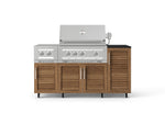 NewAge Outdoor Kitchens Outdoor Grill Island Stainless-Steel Louvered Doors 6-Piece Cabinet Set with Casters and 1-Door, Grill Cabinet, Platinum Grill, Dual Side Burner and Dekton in Sirius Countertop - (Liquid Propane) 
