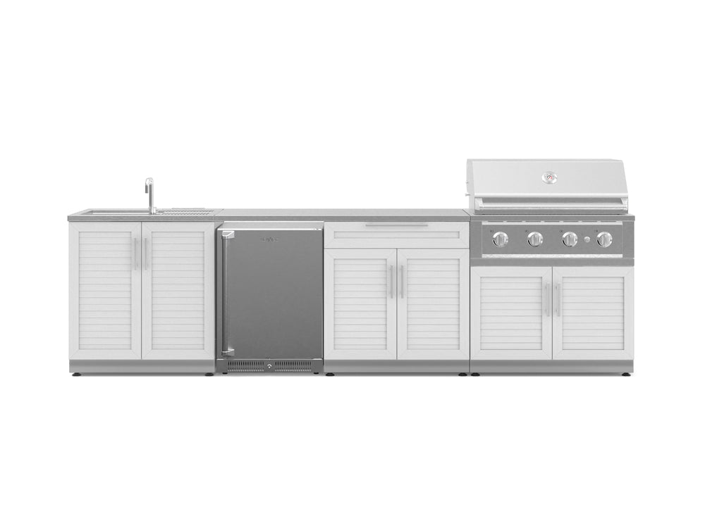 NewAge Outdoor Kitchens Stainless Steel 6-Piece Cabinet Set with Sink, Bar, Grill Cabinet, Performance Grill, Countertop and Stainless Steel Door Fridge-71507-Garage Giant