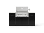 NewAge Outdoor Kitchens Outdoor Grill Island Aluminum 6-Piece Cabinet Set with 3 Drawers, Grill Cabinet, Platinum Grill and Dekton in Aeris Countertops - (Liquid Propane) 