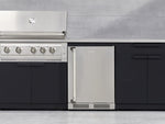 NewAge Outdoor Kitchens Stainless Steel 6-Piece Cabinet Set with Sink, Bar, Grill Cabinet, Platinum Grill, Countertop and Stainless Steel Door Fridge-73741-Garage Giant 