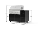 NewAge Outdoor Kitchens Outdoor Grill Island Aluminum 4-Piece Cabinet Set with Casters and 3-Drawer, Grill Cabinet, Platinum Grill and Dekton in Sirius Countertop - (Liquid Propane) 