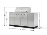 NewAge Outdoor Kitchens Outdoor Grill Island Stainless-Steel 6-Piece Cabinet Set with 1-Door, Grill Cabinet, Performance Grill, Side Burner and Dekton in Aeris Countertop - (Natural Gas) 