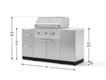 NewAge Outdoor Kitchens Outdoor Grill Island Stainless-Steel 6-Piece Cabinet Set with 1 Door, 3 Drawer, Grill Cabinet, Performance Grill and Dekton in Aeris Countertops - (Natural Gas) 
