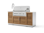 NewAge Outdoor Kitchens Outdoor Grill Island Stainless-Steel 5-Piece Cabinet Set with Sink, 1 Door, Grill Cabinet, Platinum Grill and Stainless Steel Countertop - (Liquid Propane) | Garage Giant 
