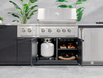 NewAge Outdoor Kitchens Outdoor Grill Island Stainless-Steel 5-Piece Cabinet Set with Sink, 3 Drawer, Grill Cabinet, Platinum Grill and Stainless Steel Countertop - (Liquid Propane) 