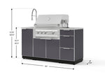 NewAge Outdoor Kitchens Outdoor Grill Island Aluminum 5-Piece Cabinet Set with Sink, 3 Drawer, Grill Cabinet, Platinum Grill and Stainless Steel Countertop 
