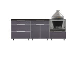 NewAge Outdoor Kitchens Aluminum 5-Piece Cabinet Set With Casters and 3 Drawer, Bar, Kamado Cabinet, Kamado, Countertop-72682-Garage Giant 