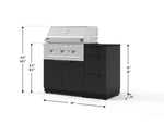 NewAge Outdoor Kitchens Outdoor Grill Island Stainless-Steel 4-Piece Cabinet Set with 3-Drawer, Grill Cabinet, Performance Grill and Dekton in Sirius Countertop - (Liquid Propane) 