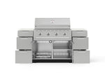 NewAge Outdoor Kitchens Outdoor Grill Island Stainless-Steel 6-Piece Cabinet Set with 3 Drawers, Grill Cabinet, Performance Grill and Dekton in Aeris Countertops - (Natural Gas) 