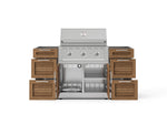 NewAge Outdoor Kitchens Outdoor Grill Island Stainless-Steel Louvered Doors 5-Piece Cabinet Set with 3 Drawers, Grill Cabinet and Performance Grill - (Natural Gas) 
