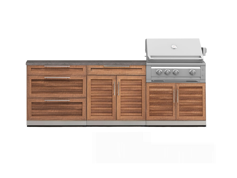 NewAge Outdoor Kitchens Stainless-Steel 5-Piece Cabinet Set with 3 Drawer, 2-Door with Drawer, Grill Cabinet, Platinum Grill and Countertop-71346-Garage Giant