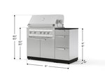 NewAge Outdoor Kitchens Outdoor Grill Island Stainless-Steel 4-Piece Cabinet Set with 3-Drawer, Grill Cabinet, Platinum Grill and Dekton in Sirius Countertop - (Natural Gas) 