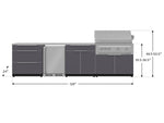 NewAge Outdoor Kitchens Aluminum 7-Piece Cabinet Set with 3-Drawer, Bar, Grill Cabinet, Platinum Grill, Countertops and Fridge-66545-Garage Giant 