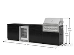 NewAge Outdoor Kitchens Aluminum 7-Piece Cabinet Set with 3-Drawer, Bar, Grill Cabinet, Platinum Grill, Countertops and Glass Door Fridge-73587-Garage Giant 