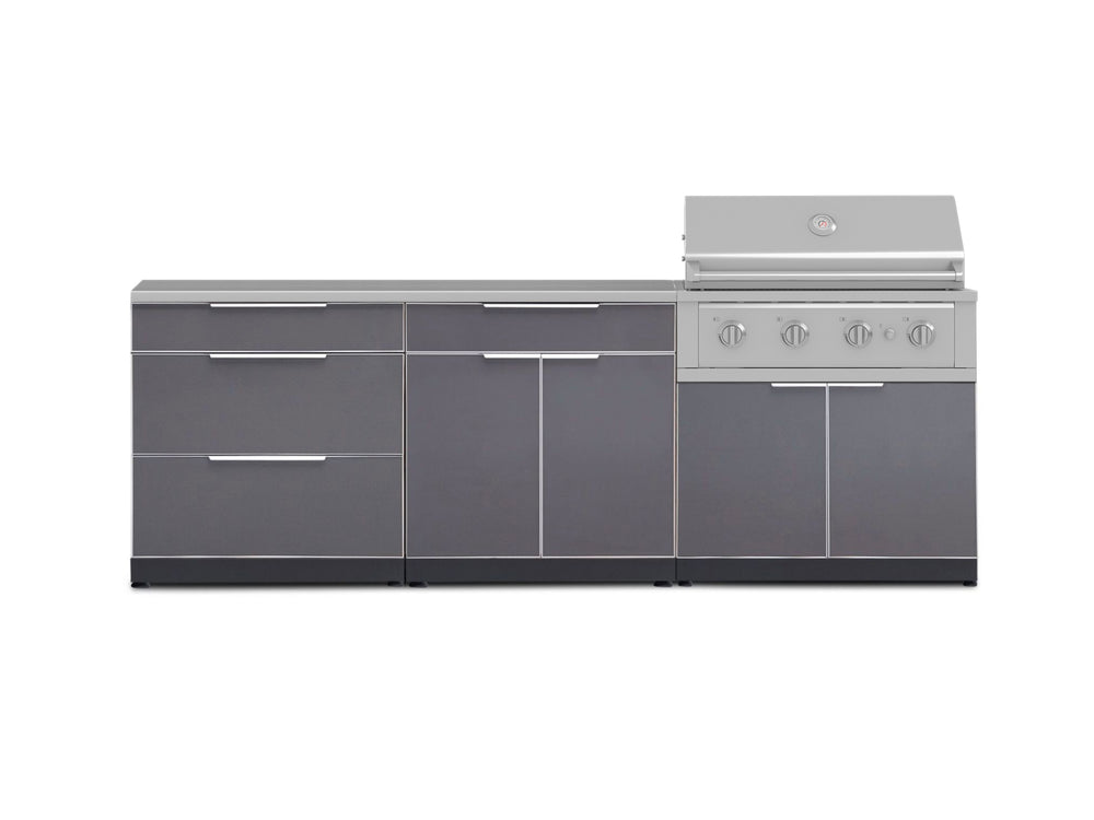 NewAge Outdoor Kitchens Aluminum 5-Piece Cabinet Set With 3 Drawer, Bar, Grill Cabinet, Performance Grill and Countertop-71040-Garage Giant