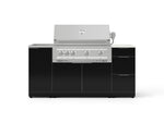 NewAge Outdoor Kitchens Outdoor Grill Island Aluminum 5-Piece Cabinet Set with Sink, 3 Drawer, Grill Cabinet, Platinum Grill and Stainless Steel Countertop - (Liquid Propane) 