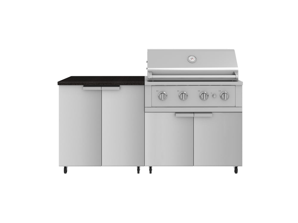 NewAge Outdoor Kitchens Stainless Steel 4-Piece Cabinet Set with Caster and 2 Door, Grill Cabinet, Performance Grill, Countertop-72454-Garage Giant