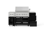 NewAge Outdoor Kitchens Outdoor Grill Island Aluminum 6-Piece Cabinet Set with Casters and 3-Drawer, Grill Cabinet, Platinum Grill, Dual Side Burner, Countertop 