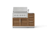 NewAge Outdoor Kitchens Outdoor Grill Island Stainless-Steel Louvered Doors 3-Piece Cabinet Set with 3-Drawer, Grill Cabinet and Platinum Grill - (Natural Gas) 