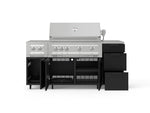 NewAge Outdoor Kitchens Outdoor Grill Island Stainless-Steel 6-Piece Cabinet Set with Casters and 3-Drawer, Grill Cabinet, Platinum Grill, Dual Side Burner, Countertop 