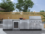 NewAge Outdoor Kitchens Stainless Steel 6-Piece Cabinet Set with Sink, Bar, Grill Cabinet, Performance Grill, Countertop and Fridge-66357-Garage Giant 