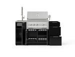 NewAge Outdoor Kitchens Outdoor Grill Island Aluminum 5-Piece Cabinet Set with Sink, 3 Drawer, Grill Cabinet, Platinum Grill and Stainless Steel Countertop - (Liquid Propane) 