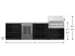 NewAge Outdoor Kitchens Aluminum 7-Piece Cabinet Set with 3-Drawer, Bar, Grill Cabinet, Platinum Grill, Countertops and Glass Door Fridge-71404-Garage Giant 