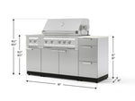 NewAge Outdoor Kitchens Outdoor Grill Island Stainless-Steel 6-Piece Cabinet Set with 3-Drawer, Grill Cabinet, Platinum Grill, Dual Side Burner and Dekton in Aeris Countertop - (Liquid Propane) 