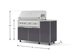 NewAge Outdoor Kitchens Outdoor Grill Island Aluminum 4-Piece Cabinet Set with Casters and 1 Door, Grill Cabinet, Platinum Grill, Countertop-74823-Garage Giant 