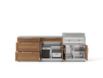 NewAge Outdoor Kitchens Stainless Steel Louvered Doors 5-Piece Cabinet Set with with 3-Drawer, Bar, Grill Cabinet, Platinum Griddle and Countertop-74946-Garage Giant 