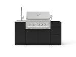 NewAge Outdoor Kitchens Outdoor Grill Island Stainless-Steel 5-Piece Cabinet Set with Sink, 3 Drawer, Grill Cabinet, Platinum Grill and Stainless Steel Countertop - (Liquid Propane) 