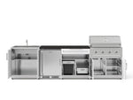 NewAge Outdoor Kitchens Stainless Steel 6-Piece Cabinet Set with Sink, Bar, Grill Cabinet, Performance Grill, Countertop and Stainless Steel Door Fridge-73759-Garage Giant 