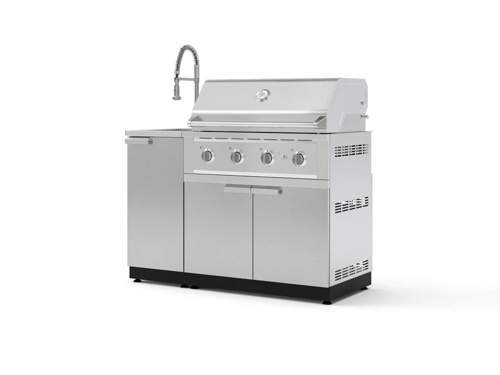 NewAge Outdoor Kitchens Outdoor Grill Island Stainless-Steel 3-Piece Cabinet Set with Sink, Grill Cabinet and Performance Grill-75271-Garage Giant