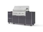 NewAge Outdoor Kitchens Outdoor Grill Island Aluminum 5-Piece Cabinet Set with Casters 1 Door, 3 Drawer, Grill Cabinet and Platinum Grill - (Liquid Propane) | Garage Giant 