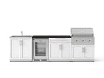 NewAge Outdoor Kitchens Stainless Steel 6-Piece Cabinet Set with Sink, Bar, Grill Cabinet, Performance Grill, Countertop and Glass Door Fridge-73770-Garage Giant 