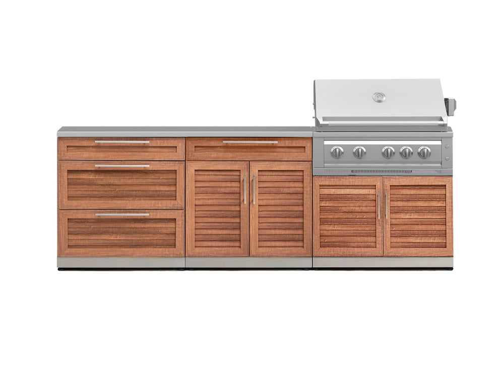 NewAge Outdoor Kitchens Stainless Steel 5-Piece Cabinet Set with 3 Drawer, 2-Door with Drawer, Grill Cabinet, Platinum Grill and Countertop-71118-Garage Giant
