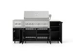 NewAge Outdoor Kitchens Outdoor Grill Island Stainless-Steel 6-Piece Cabinet Set with Casters and 1-Door, Grill Cabinet, Platinum Grill, Dual Side Burner and Dekton in Aeris Countertop - (Liquid Propane) 